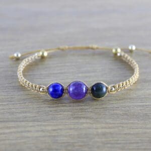 Alpha 3 gemstone's Adjustable Braided Bracelet