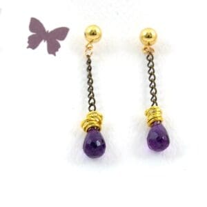 Amethyst Crystal Teardrop Earrings Devic Collection