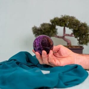 Amethyst Medium Dark Chevron Sphere- 3 1/2"