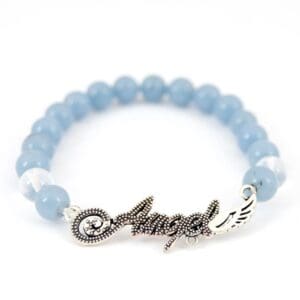 Angel Charm Bracelet with Angelite and Clear Quartz