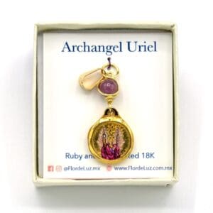 Archangel Uriel Pendant w Ruby