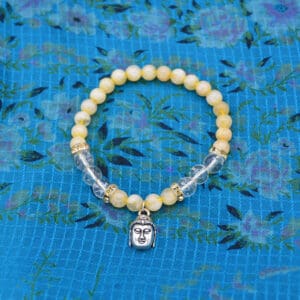 Buddha Charm Bracelet with Citrine and Clear Quartz