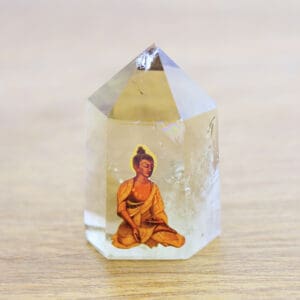 Buddha Nicholas Roerich painting over citrine obelisk