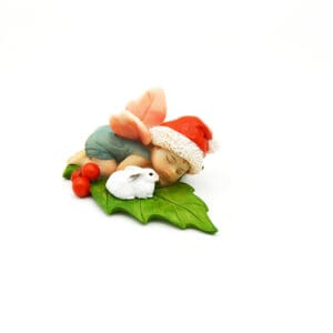 Christmas Fairy Baby Sleeping w Bunny