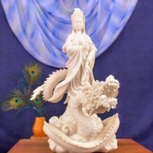 Kuan Yin on Dragon Bonded Marble W Crystal ball