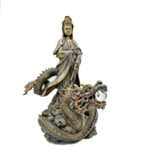 Kuan Yin on Dragon Bronze with Crystal Ball