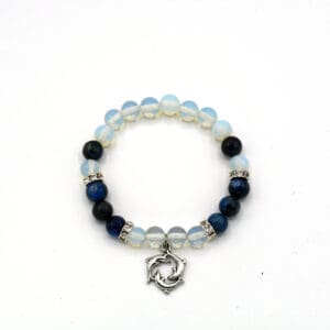 Kyanite & Opalite Bracelet with Dolphins