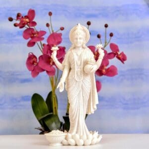 Lakshmi on Lotus Bonded Marble, 10 Inches