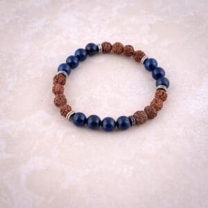 Lapis and Rudraksha Bracelet-8 mm