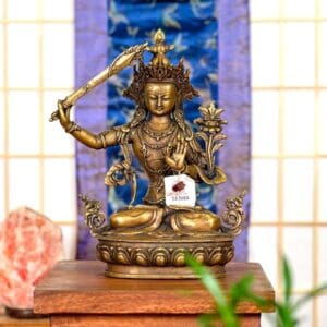 Manjushri, Brass, 13 inches