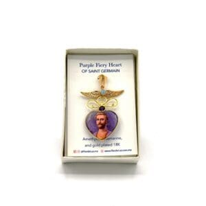 Purple Fiery Heart of Saint Germain w/wings Pendant