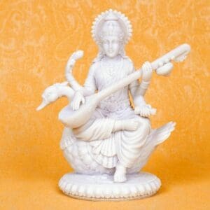 Sarasvati on Swan Statue 8.5" tall