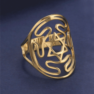 Star of David ring gold plated, adjustable
