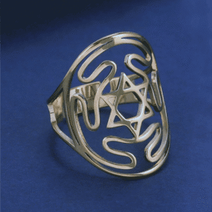 Star of David ring silver plated stainless, adjustable