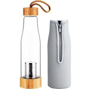 Tea Infuser Glass Bottle with Bamboo Ends
