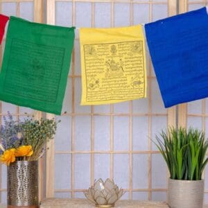 Tibetan Prayer Flag with Multiple Deity Imprints
