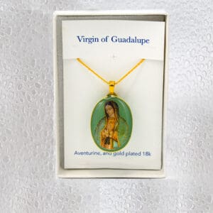 Virgin of Guadalupe cameo aventurine Pendant-1"
