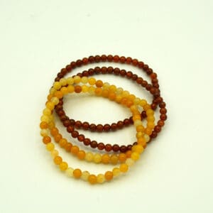 Yellow Jade & Orange Garnet 4 bracelets 4 -5 mm